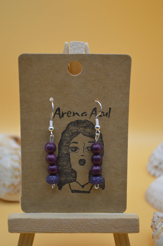 Purple Wooden Earrings