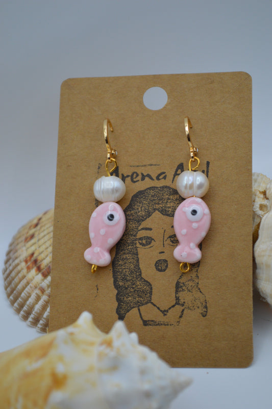 Pink Polka-Dot Earrings