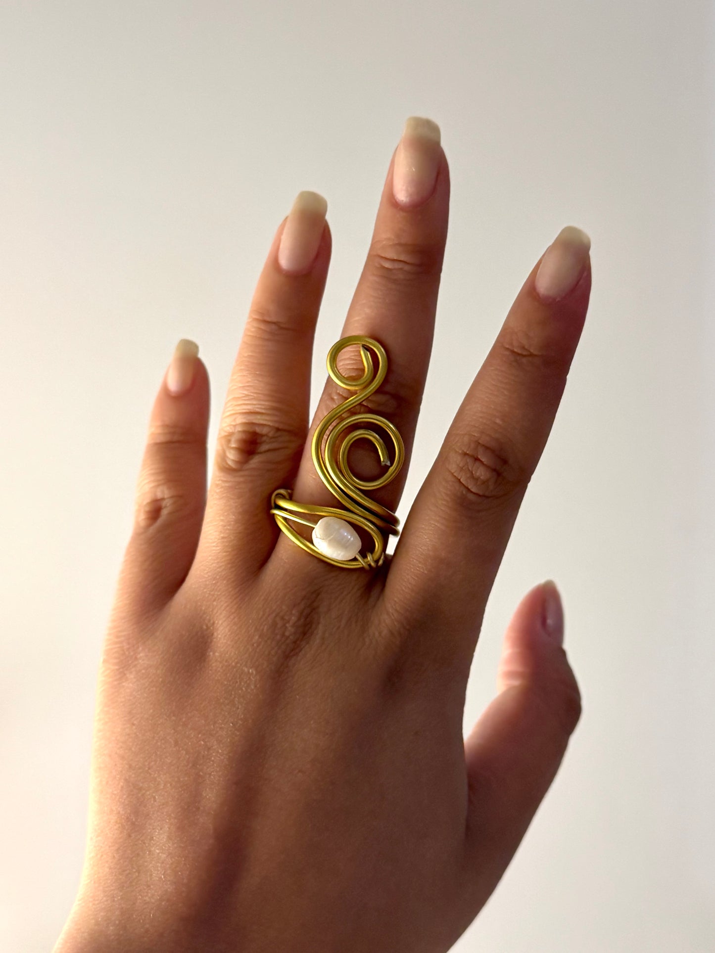 Adjustable Pearl Wrapped Ring