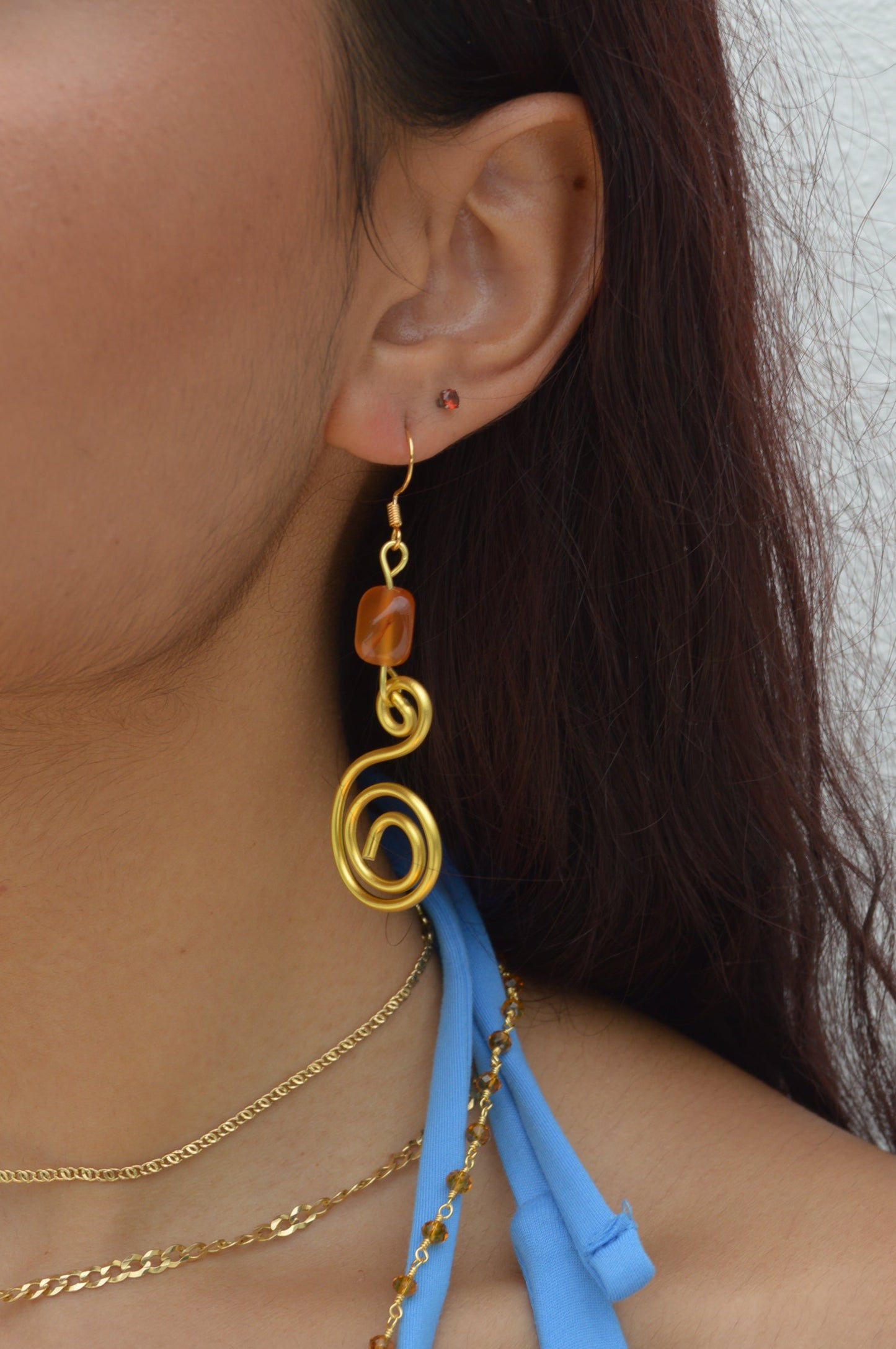 Amber stone earrings