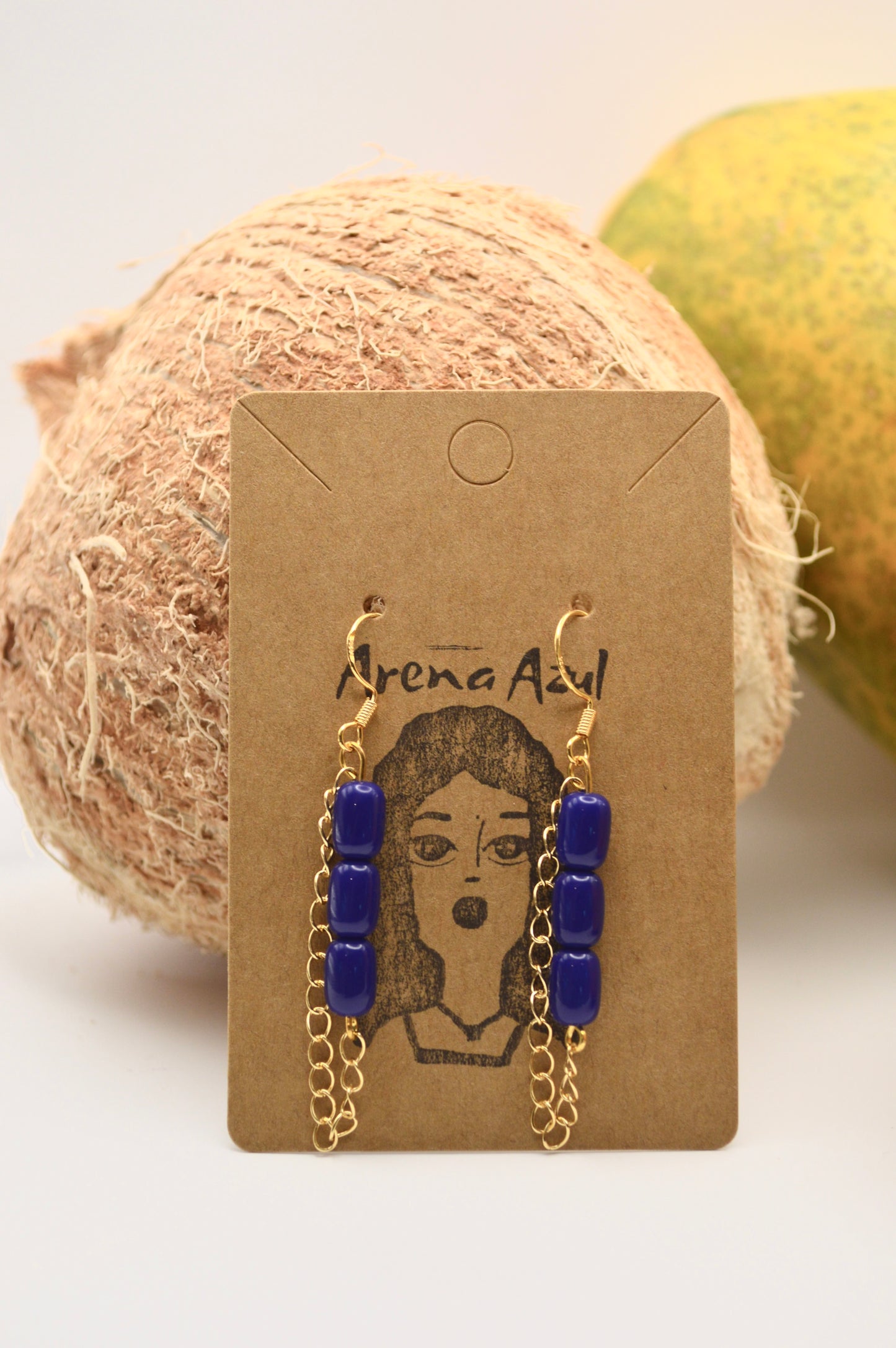 Golden Blue coral earrings