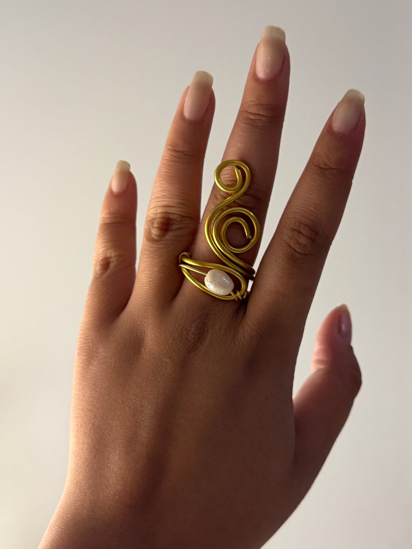 Adjustable Pearl Wrapped Ring