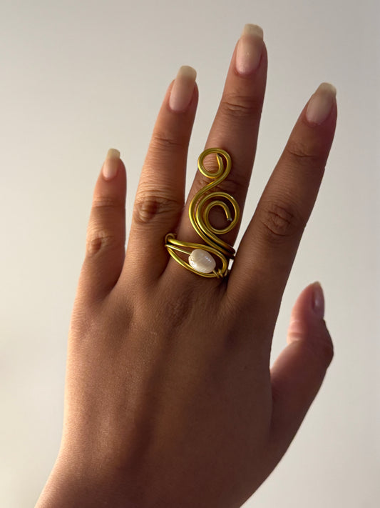 Adjustable Pearl Wrapped Ring